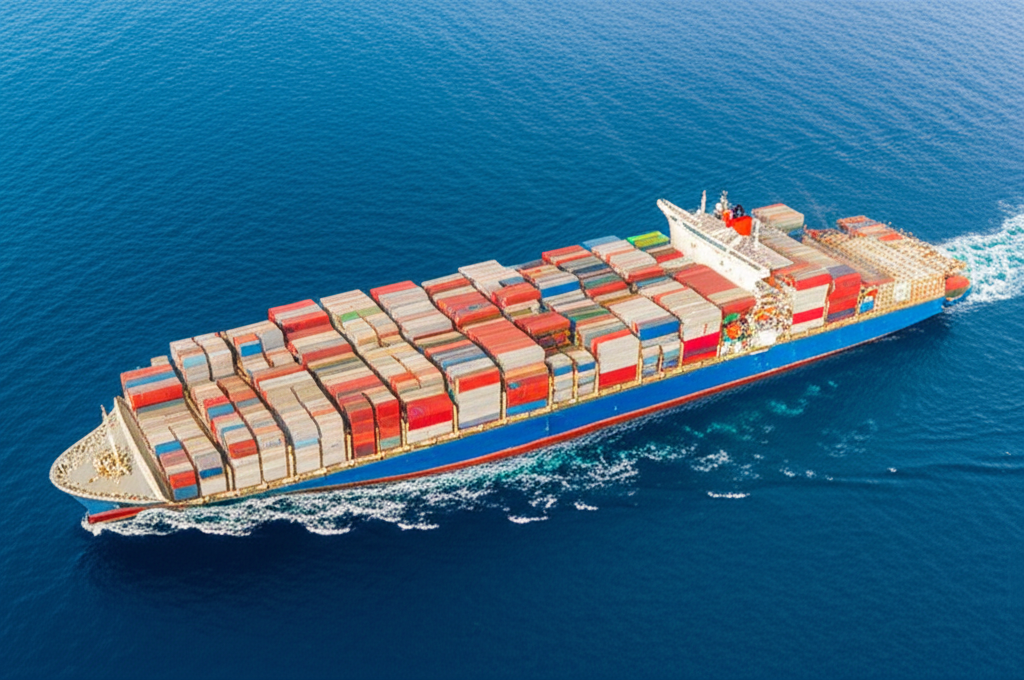 Container ship at sea